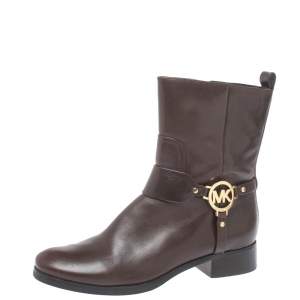 MICHAEL Michael Kors Brown Leather Fulton Ankle Boots Size 39