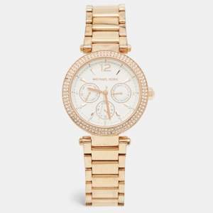 Michael Kors Silver Rose Gold PVD Coated Stainless Steel Parker MK5781 Women's Wristwatch 38 mm