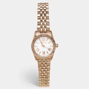 Michael Kors White Rose Gold Plated Stainless Steel Lexington MK3230 Women's Wristwatch 26 mm