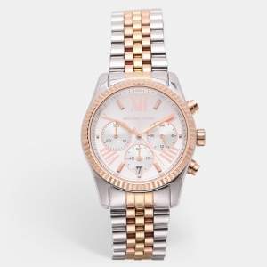 مملوكة مسبقًا Michael Kors Silver Tri-Tone Stainless Steel Lexington MK5735 Women's Wristwatch 38 mm