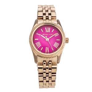 Michael Kors Pink Rose Gold Tone Stainless Steel Lexington Petite MK3285 Women's Wristwatch 26 mm