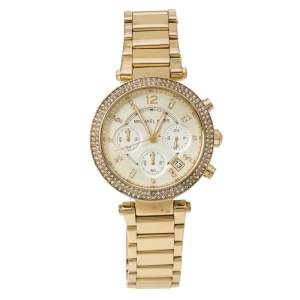 Pre Owned Michael Kors Yellow Gold Tone Stainless Steel Parker MK5354 Women's Wristwatch 39 mm