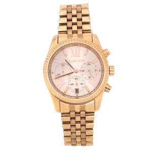 Pre Owned Michael Kors Rose Gold Plated Stainless Steel Lexington MK5569 Women's Wristwatch 38 mm