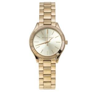Michael Kors Champagne Yellow Gold Tone Slim Runway MK3512 Women's Wristwatch 32mm