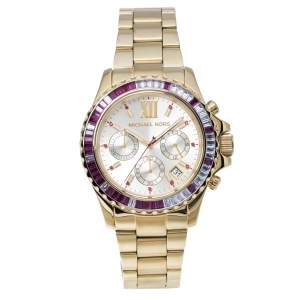 Michael Kors Baguette Crystals Gold Tone Stainless Steel Everest MK5871 Women's Wristwatch 41MM