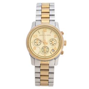 Michael Kors Yellow Gold Two Tone-Stainless Steel Runway MK5137 Women's Wristwatch 38 mm