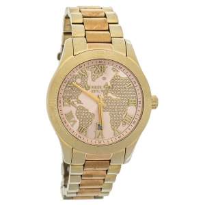 Pre Owned Michael Kors Champagne Two-Tone Stainless Steel Layton MK6476 Women's Wristwatch 44 mm
