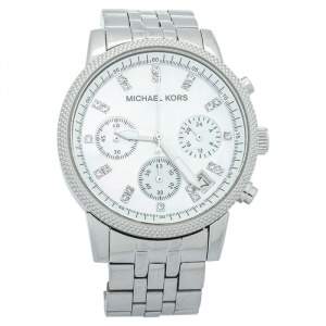Pre Owned Michael Kors Mother Of Pearl Stainless Steel Chronograph MK5020 Women's Wristwatch 37mm
