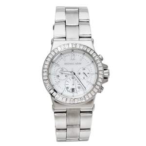 Pre Owned Michael Kors White Stainless Steel Dylan MK5411 Women's Wristwatch 42 mm