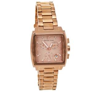 Pre Owned Michael Kors Rose Gold Tone Stainless Steel Chronograph MK5331 Women's Wristwatch 37 mm