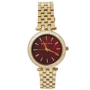 Michael Kors Garnet MOP Gold Tone Stainless Steel MK3583 Darci Quartz Women's Wristwatch 33 MM