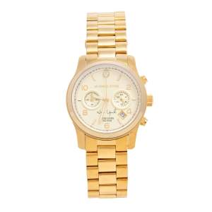 Pre Owned Michael Kors Yellow Gold Tone Stainless Steel Runway Limited Edition MK5662 Women's Wristwatch 38 mm