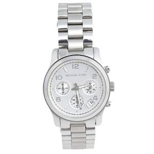 Pre Owned Michael Kors Silver Stainless Steel Runway MK-5076 Women's Wristwatch 38 mm