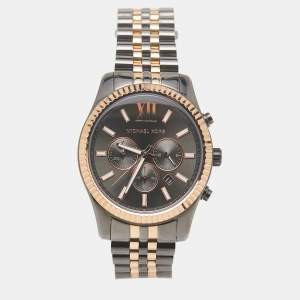 Michael Kors Black PVD Coated Rose Gold Tone Lexington MK8561 Unisex 44 mm