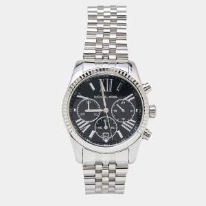 مملوكة مسبقًا Michael Kors Black Stainless Steel Lexington MK5708 Unisex Wristwatch 38 mm