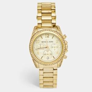 Michael Kors Yellow Gold PVD Coated Stainless Steel Blair MK5166 Unisex Wristwatch 39 mm