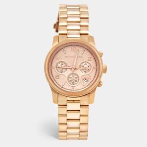 Michael Kors Champagne Rose Gold Plated Stainless Steel Runway MK5128 Women's Wristwatch 38 mm
