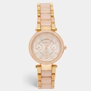 Michael Kors Champagne Rose Gold Plated Stainless Steel Acetate Mini Parker MK6110 Women's Wristwatch 33 mm