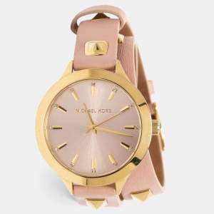 Michael Kors Champagne Gold Plated Stainless Steel Leather MK2681 Women's Wristwatch 38 mm