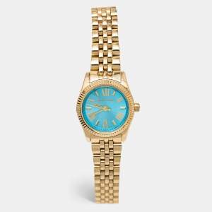 Michael Kors Blue Gold Plated Stainless Steel Lexington MK3271 Women's Wristwatch 26 mm