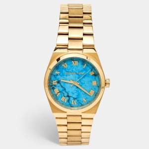 Michael Kors Blue Gold Plated Stainless Steel Channing MK5894 Women's Wristwatch 38 mm