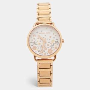 Michael Kors White Rose Gold Plated Stainless Steel Mini Portia MK3841 Women's Wristwatch 32 mm