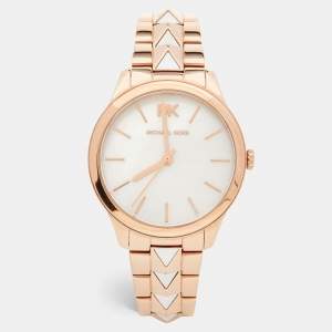 Michael Kors Mother Of Pearl Rose Gold Plated Stainless Steel Runway Mercer MK6671 Women's Wristwatch 38 mm