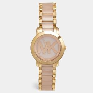 Michael Kors Champagne Rose Gold Plated Stainless Steel Acetate Runway MK4324 Women's Wristwatch 38 mm