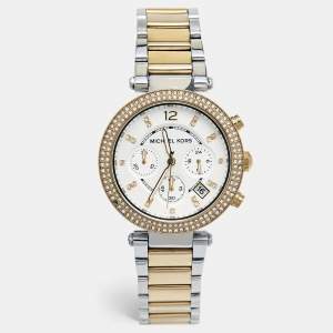Michael Kors Silver White Dial Two-Tone Stainless Steel Parker MK5626 Women's Wristwatch 39 mm