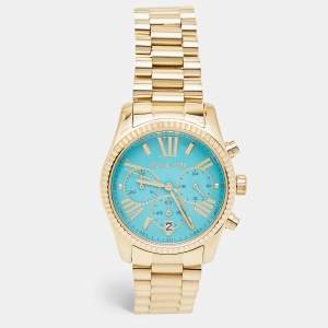 Michael Kors Blue Gold Plated Stainless Steel Lexington MK7216 Women's Wristwatch 38 mm