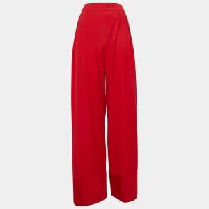 Michael Lo Sordo Red Wool Wide Leg Pants M