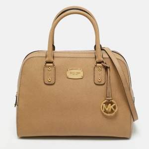 Pre Owned MICHAEL Michael Kors Beige Leather Large Sandrine Satchel