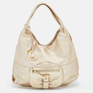 مملوكة مسبقًا حقيبة كتف مايكل مايكل كورس جلد ذهبي كبيرة