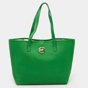 مملوكة مسبقًا Michael Michael Kors Green Leather Medium Jet Set Travel Tote