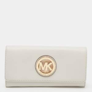 مملوكة مسبقًا Michael Kors Vanilla Leather Fulton Flap Continental Wallet