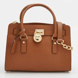 Pre Owned MICHAEL Michael Kors Brown Leather East/West Hamilton Satchel
