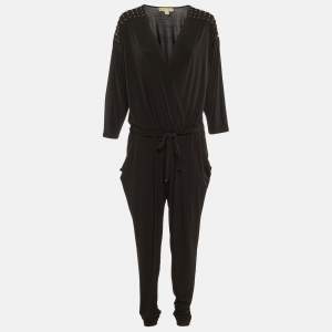 MICHAEL Michael Kors Black Jersey Studded Jumpsuit XL