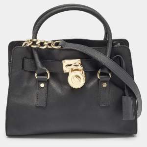 MICHAEL Michael Kors Black Leather Medium Hamilton East West Satchel