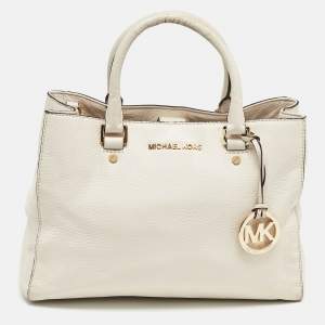 MICHAEL Michael Kors Off White Leather Middle Zip Tote