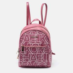 MICHAEL Michael Kors Pink Signature Coated Canvas and Leather Backpack