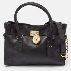 MICHAEL Michael Kors Black Leather Medium Hamilton East West Tote