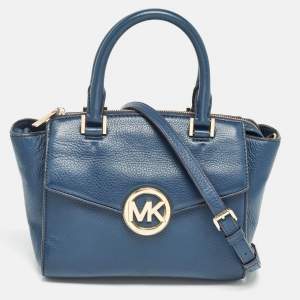 MICHAEL Michael Kors Navy Blue Leather Hudson Satchel