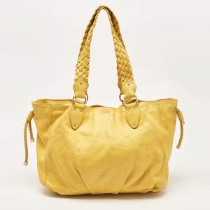 MICHAEL Michael Kors Yellow Leather Braided Drawstring Shoulder Bag