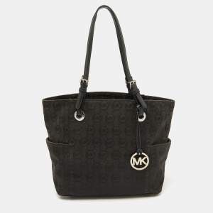 MICHAEL Michael Kors Black Signature Canvas and Leather Jet Set Tote
