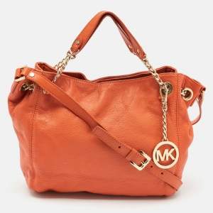 MICHAEL Michael Kors Orange Leather Chain Top Handle Bag