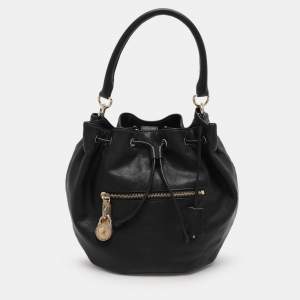 MICHAEL Michael Kors Black Leather Drawstring Hobo