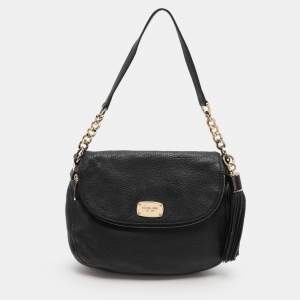 MICHAEL Michael Kors Black Leather Bedford Tassel Crossbody Bag