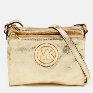 MICHAEL Michael Kors Metallic Gold Leather Fulton Crossbody Bag