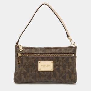 MICHAEL Michael Kors Brown Signature Coated Canvas Pochette