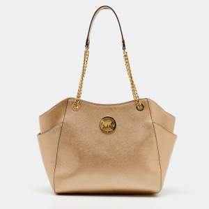 MICHAEL Michael Kors Gold Saffiano Leather Jet Set Chain Shoulder Bag